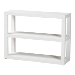 bali & pari Oaklynn Natural Grasscloth Bookshelf - Two-Tier Display Piece with Open Frame, Modern Coastal Accent Shelving for Living Room, White